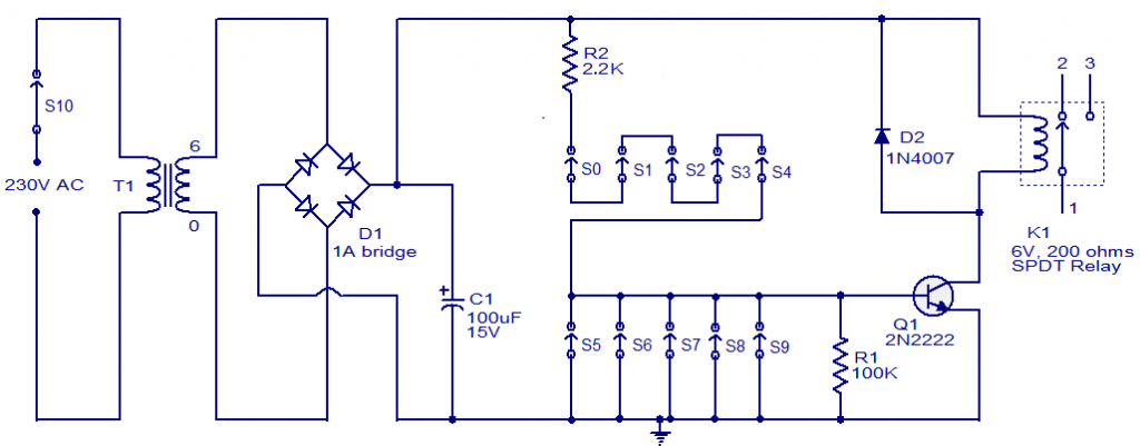 one-transistor-code-lock-circuit