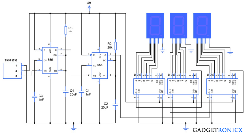 People or Object counter Circuit diagram using IC 555 and ...