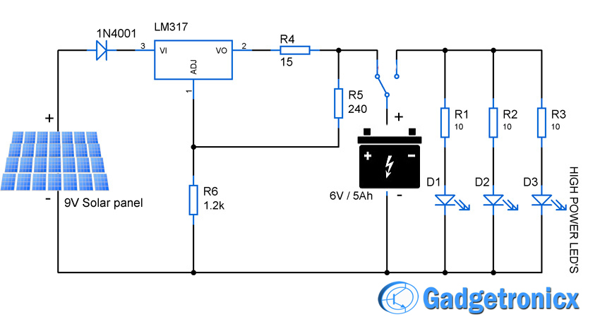 Solar Cell Wiring Diagram from www.gadgetronicx.com