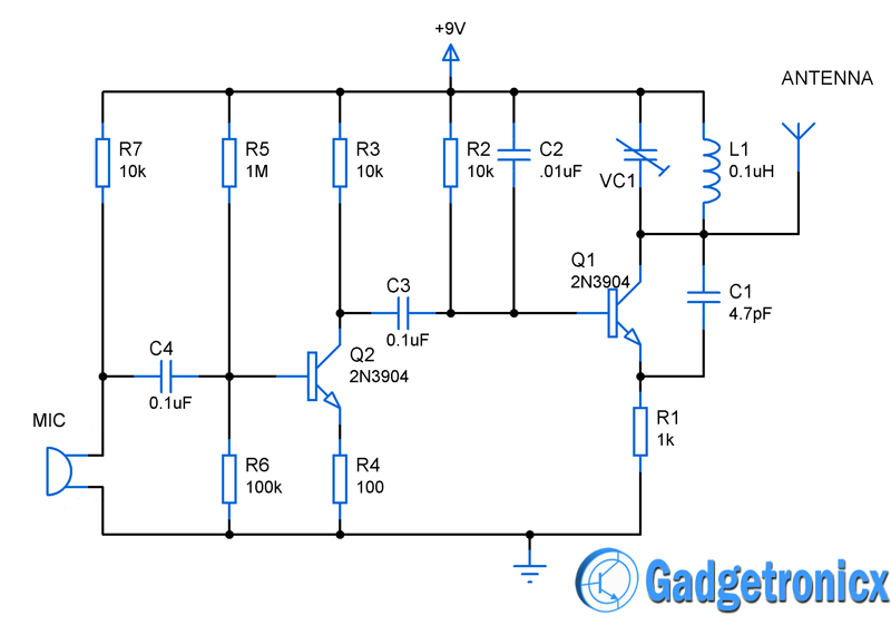 Armstrong Observatorium Draaien Mini FM transmitter circuit - Gadgetronicx