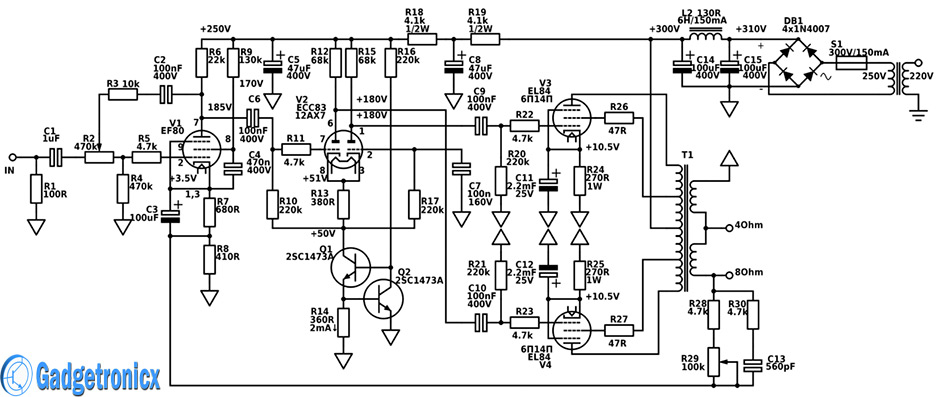 Professional Hi Fi 15w Tube Amplifier Circuit Gadgetronicx