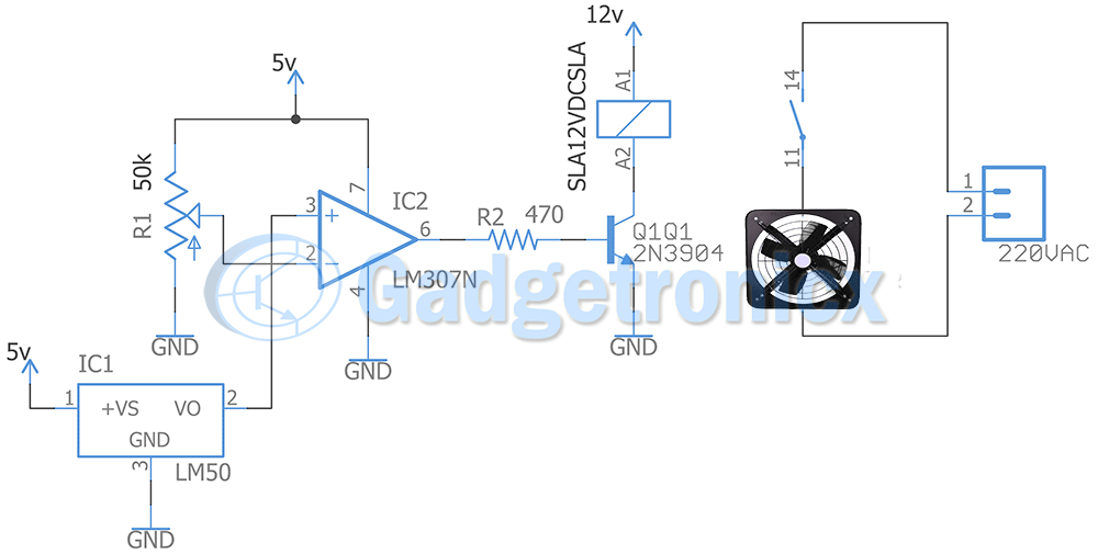 Automatic exhaust Fan circuit for Kitchen - Gadgetronicx